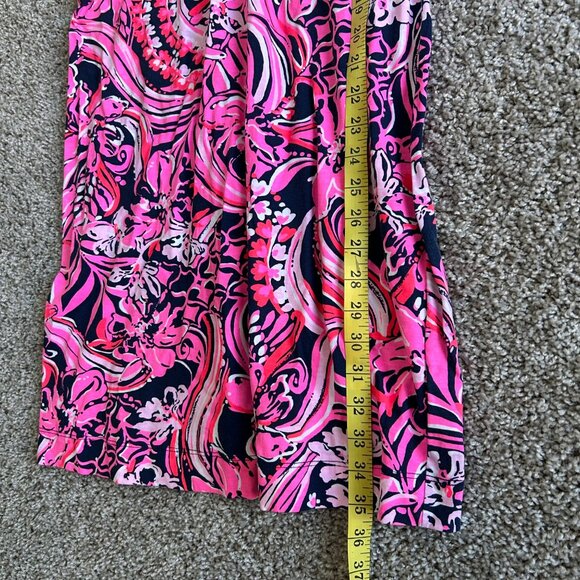Lilly Pulitzer Womens Sz M Pink & Navy Floral V-Neck Short Sleeve Dress - Picture 8 of 10